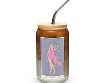 Give Me Energy Drinking Glass - Energy Tarot Card Astrology - Good Energy Drinking Glass - Drinking Glass Gift - Can-shaped glass
