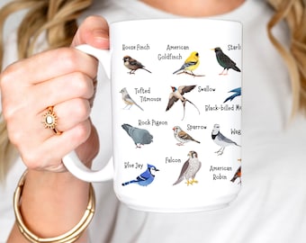 Bird Mug - 11oz & 15oz Coffee Mug, Bird Watching Gift for Bird Nerd and Nature Lover