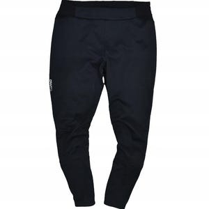 May include: Black athletic pants with a wide waistband and a slim fit. The pants have a small white logo on the left leg. These pants are designed for sports and outdoor activities.