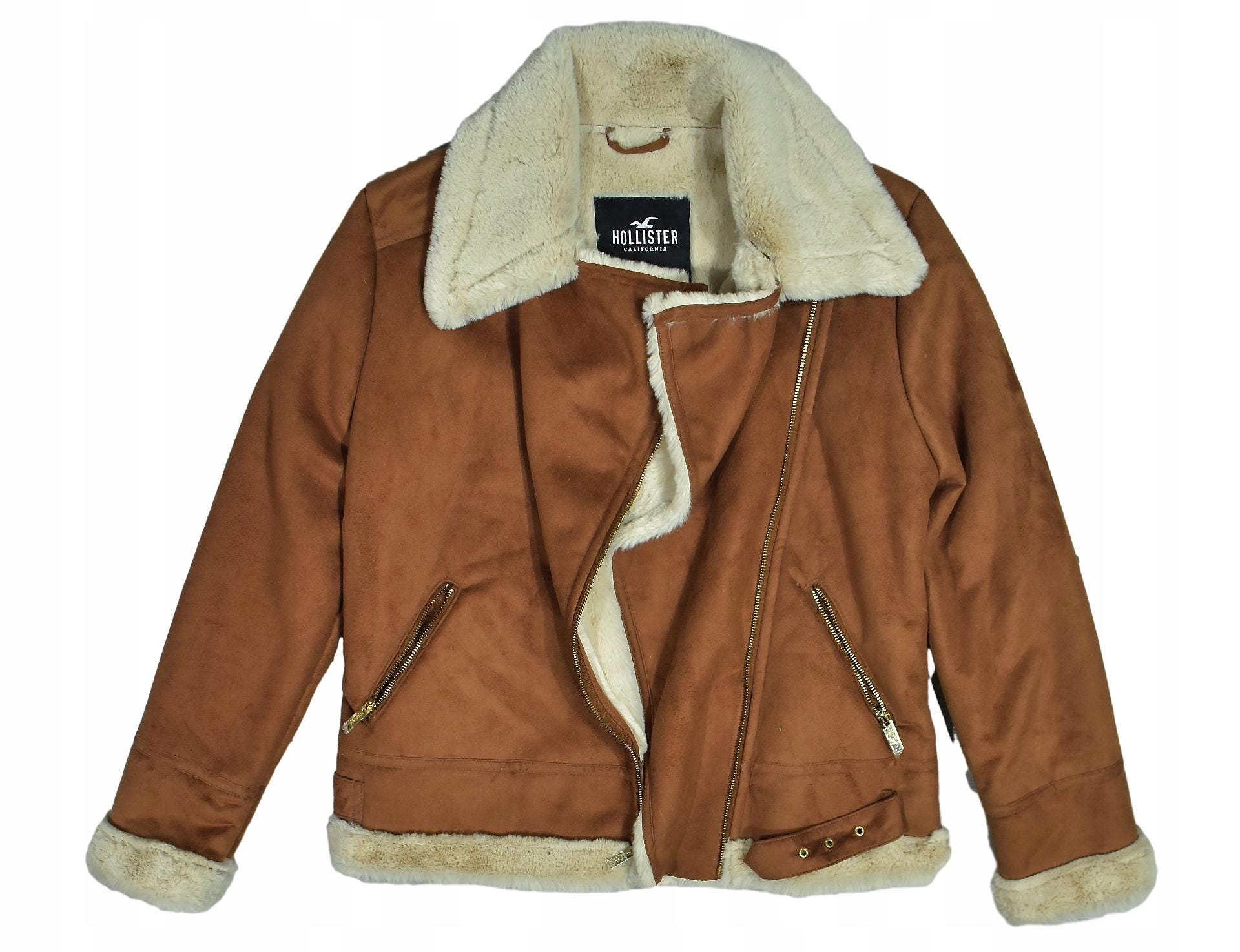 brown hollister faux leather jacket