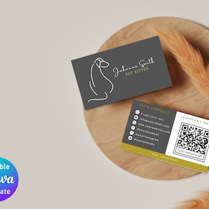 Modello di biglietto da visita grigio antracite elegante e minimalista per passeggiate con cani, pet sitter, toelettatura e addestramento del cane - Design Canva modificabile