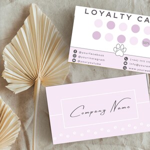 Modern Neutral Soft Pink Loyalty Card for Pet Business, Dog Sitting, Dog Walking, Daycare and Pet Care Services - Editable Canva Template