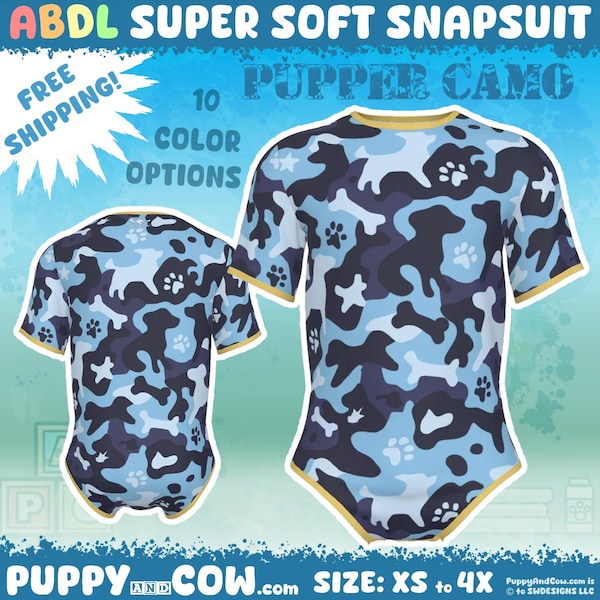 Aanpasbaar drukpak voor volwassenen: camouflageprint, puppy-cosplay bodysuit voor volwassenen, 10 kleuren