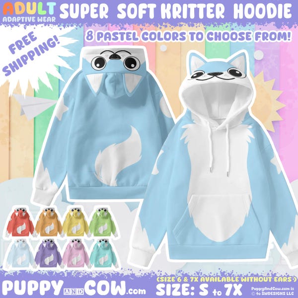 Superzachte kritters: lichtgewicht hoodie, keuze uit 8 pastelkleuren!