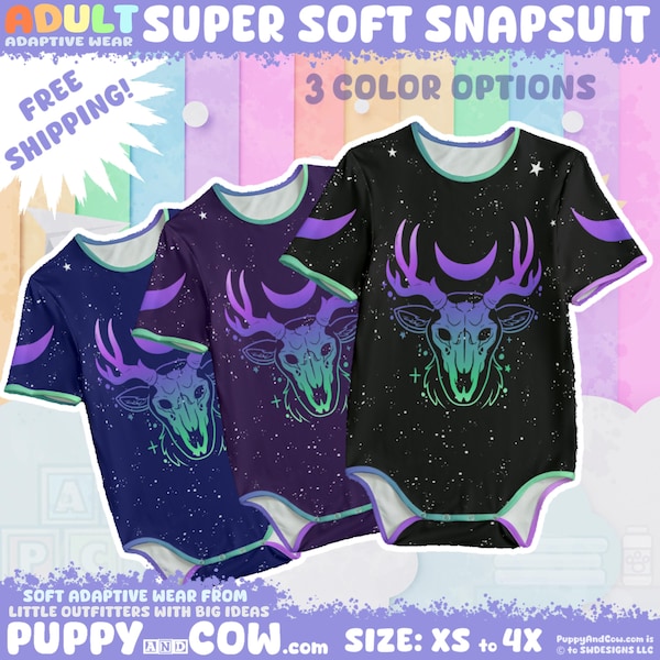 Adult Adaptive Wear Snapsuit — Spooky Skull Deer
