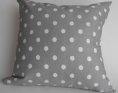 White Dot on Storm Gray Premier Prints Cotton Twill Pillow Cover