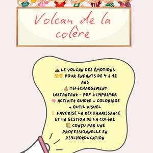 Volcan des émotions – Activité éducative sur la Colère + coloriage + outil PDF à imprimer