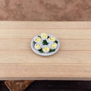 1/6 scale deviled eggs on plate realistic dollhouse miniature fairy Blythe bjd party food appetizer