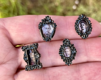 1/24 scale scary portraits set of 4 Halloween dollhouse miniatures haunted mansion house pictures gothic goth fairy garden