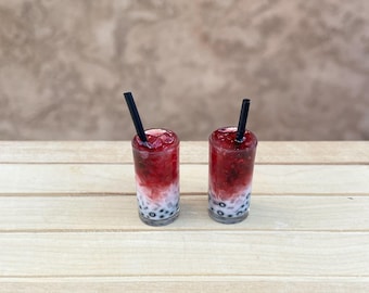 Bebida en miniatura de té de burbujas de vampiro a escala 1/6, comida realista para casa de muñecas, juego de comida a escala de juego, moda bjd
