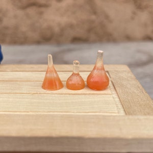 1/12, 1/24 scale peach laboratory flasks set of 3 mad scientist potions dollhouse miniature poison witch cabinet fairy