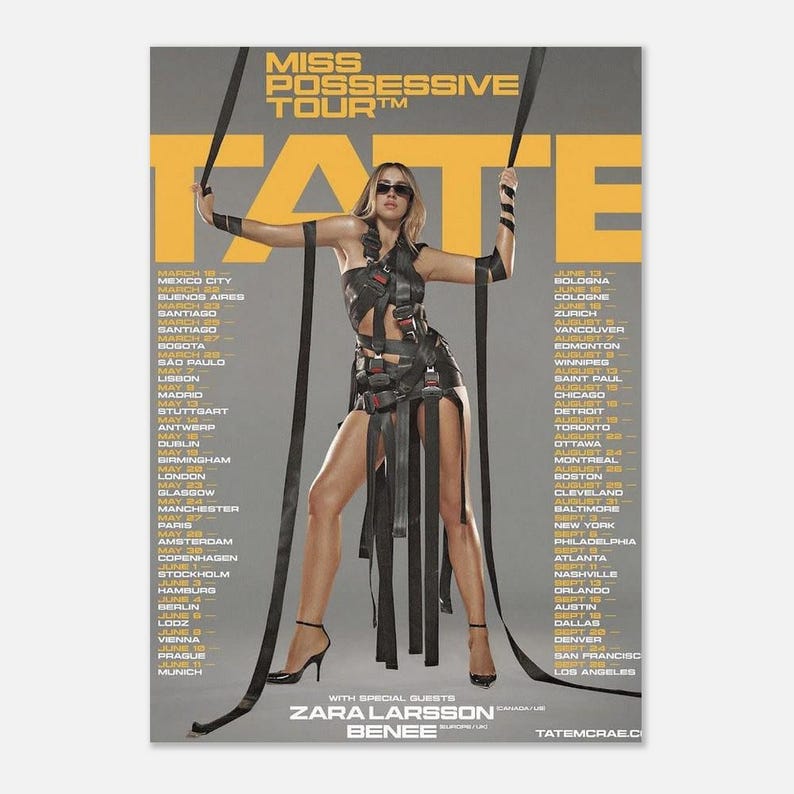 Tate Mcrae Miss Possessive Tour Premium Semi-glossy Paper Poster - Etsy ...
