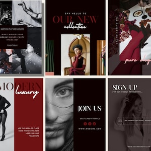 Cherry Red Instagram Post Templates | Modern Luxury Theme (Canva)