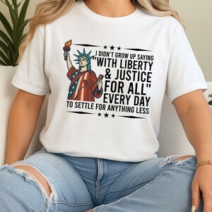Freiheitsstatue T-Shirt, mit Freiheit und Gerechtigkeit für alle Hemd, 4. Juli T-Shirt, Unabhängigkeitstag Freiheit USA Amerika Hemd