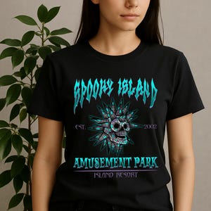 Spooky Island Amusement Park Shirt, Spooky Island Disco Skull, Halloween Gift, 90s Nostalgia, Retro Halloween, Vintage Halloween Shirt.