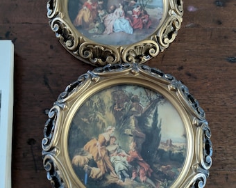 Small Framed Round Old World Prints