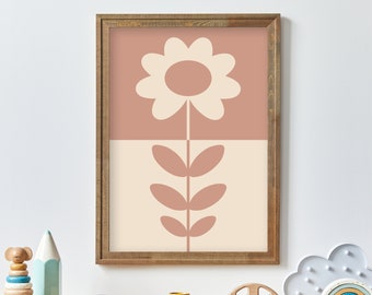 Boho Scandinavische bloemstengel afdrukbare kunst aan de muur print, kinderkamer en speelkamer decor, kinderen &baby, neutrale kleuren - DIGITAAL BESTAND DOWNLOAD