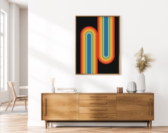 Gedurfde Retro Kleurrijke Abstracte Moderne Regenboog Afdrukbare Kunst aan de Muur Print LGBTQ Pride Kids Decor - digitaal BESTAND DOWNLOAD