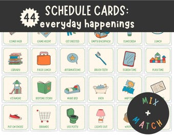 Visual Schedule Cards: Daily Routine, Toddler Communication Tool (Printable PDF, Customizable Text)