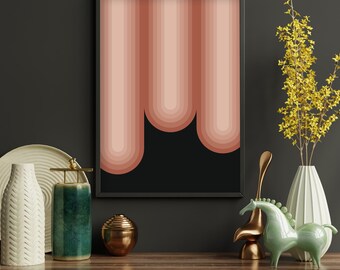 Blush Pink Warm Gradient Dramatic Abstract Printable Wall Art Print Decor - digital FILE DOWNLOAD