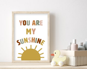 You Are My Sunshine Printable Wall Art Print, Nursery and Playroom Decor, Kids & Baby, Gender Neutral Earth Tones - DIGITAL FILE DOWNLOAD