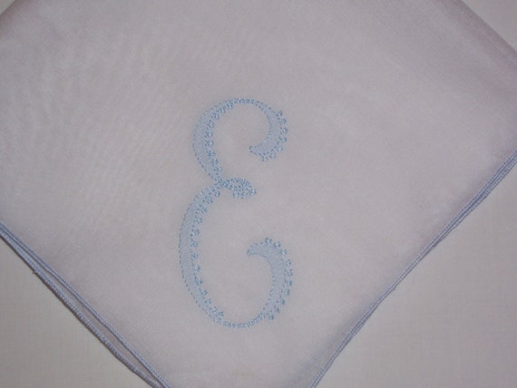 Vintage White Hanky with a Something Blue Initial… - image 2