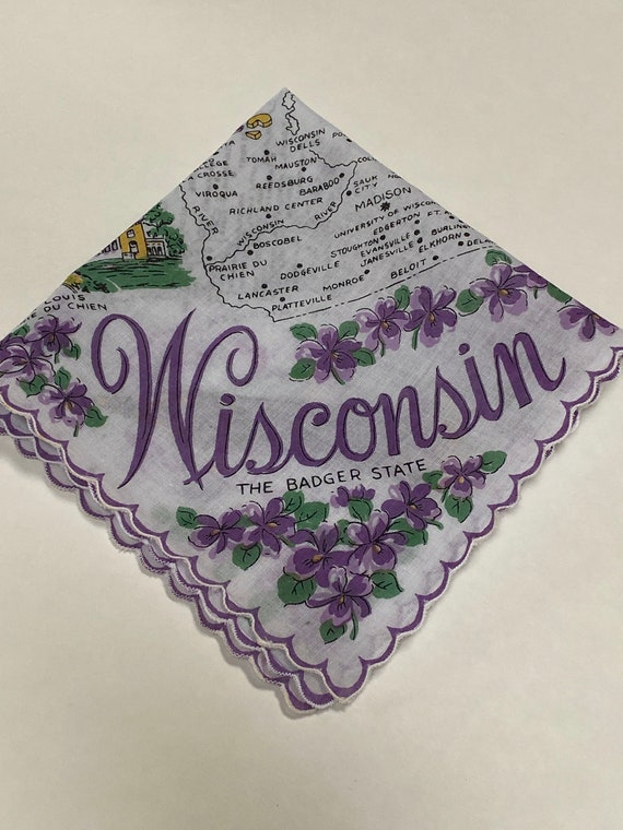 Vintage Wisconsin State Hanky - Handkerchief Hank… - image 6