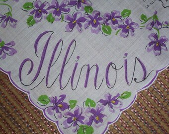 Vintage Illinois Hanky - Handkerchief Hankie