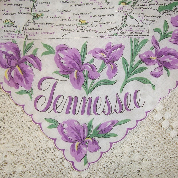 Vintage State of Tennessee Hanky - Handkerchief Hankie
