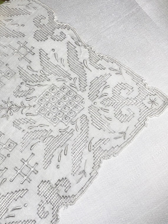 Vintage White and Gray Heavily Embroidered Bridal… - image 8