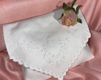 Handmade Sachet Made from an Antique Handkerchief with an E Embroidered in one Corner Bridal Wedding Bridesmaid Party Housewarming Hostess