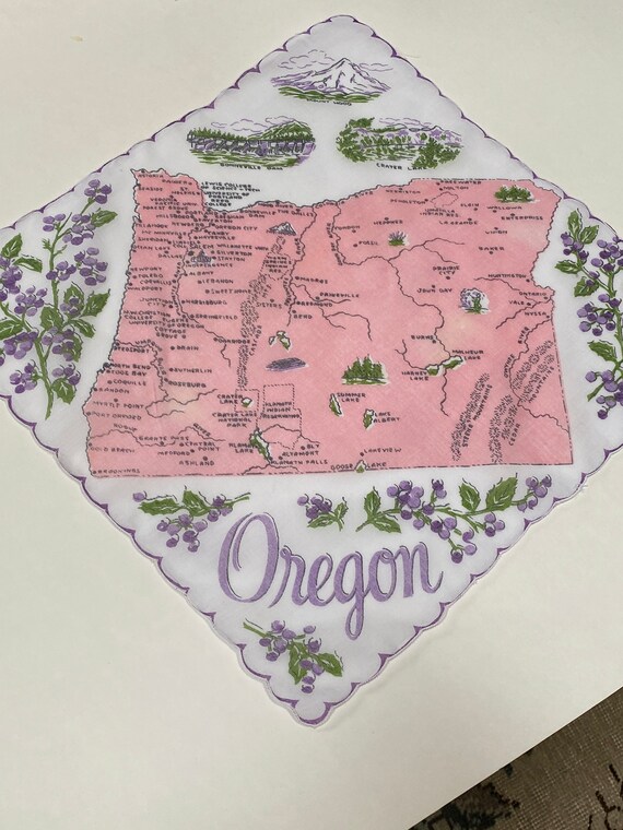 Vintage Oregon Hanky - Handkerchief Hankie - image 3