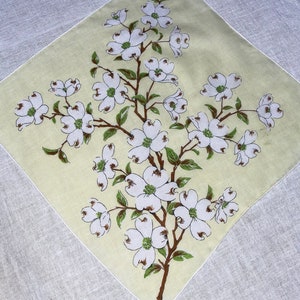 Vintage Yellow Hanky with White Dogwood Hankie Handkerchief