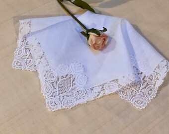 Vintage White Lace Bridal Hanky - Hankie Handkerchief