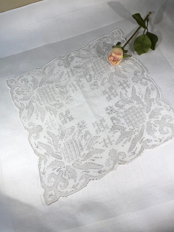 Vintage White and Gray Heavily Embroidered Bridal… - image 6