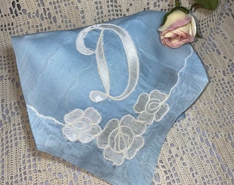 Sachet Made from a Something Blue Vintage Initial D Handkerchief Bridal Wedding Bridesmaid Party Housewarming Hostess Gift