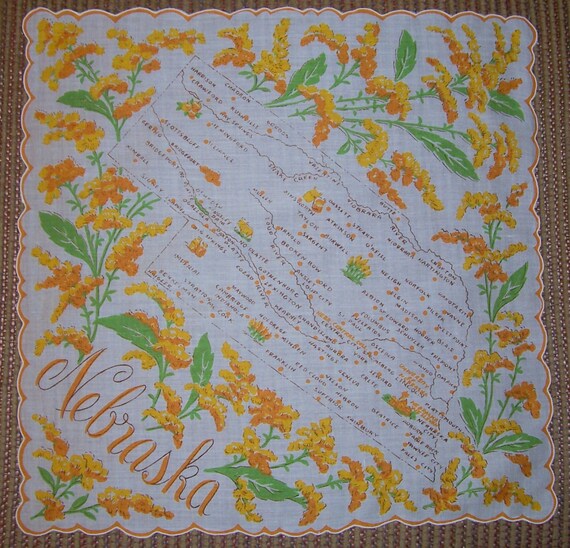 Vintage Nebraska State Hanky - Handkerchief Hankie - image 4