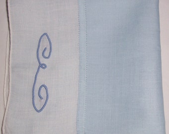 Vintage Blue and White Hanky with a Something Blue Initial E