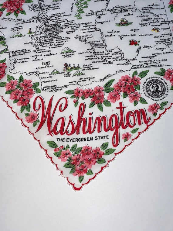 Vintage Washington State Hanky - Hankie Handkerch… - image 1