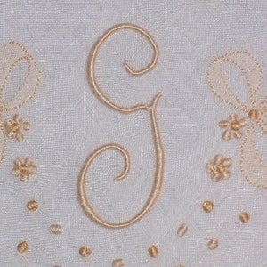 Vintage White Hanky with a Gold Initial G Handkerchief Hankie image 2