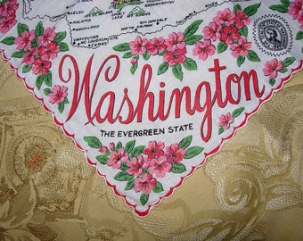 Vintage Washington State Hanky - Hankie Handkerchief