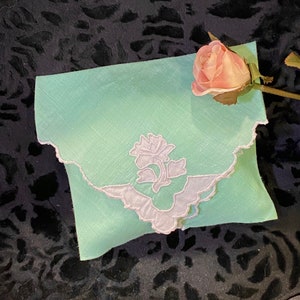 Green Lavender Sachet with White Embroidery Bridal Wedding Bridesmaid Party Housewarming Hostess Gift