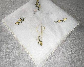 Vintage White Hanky With a Yellow Initial J