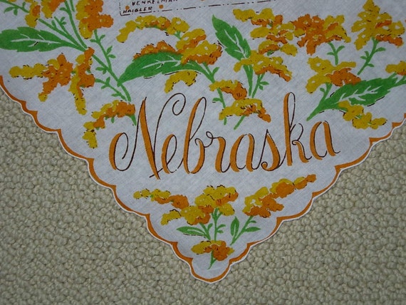 Vintage Nebraska State  Hanky - Handkerchief Hank… - image 1