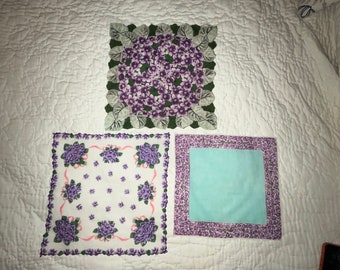 Vintage Lot of 3 Slightly Flawed  Handkerchiefs Hankies for Crafting or Personal Use