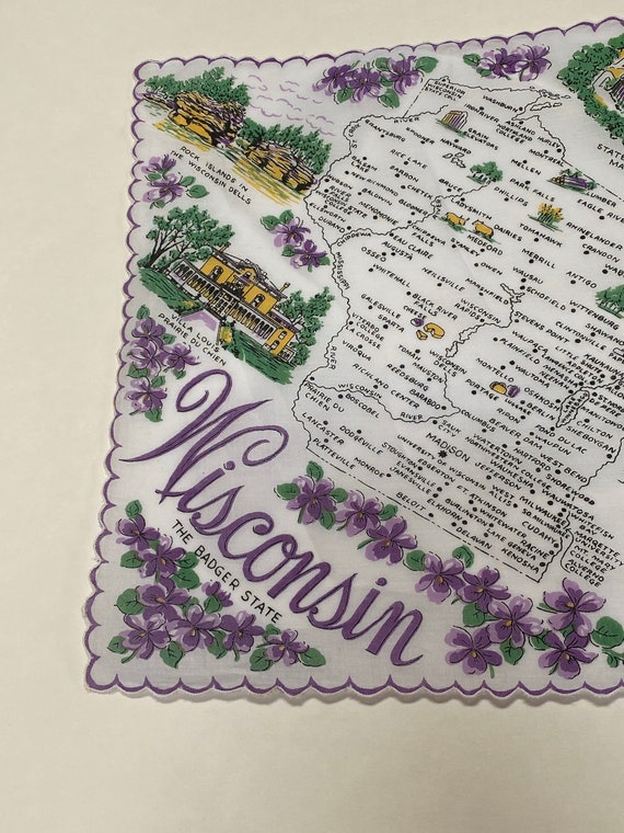 Vintage Wisconsin State Hanky - Handkerchief Hank… - image 4