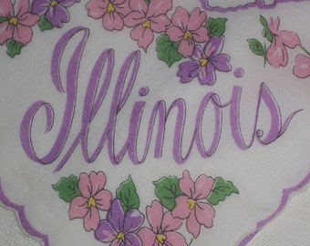 Vintage Illinois Hanky - Handkerchief Hankie