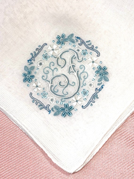 Vintage White Hanky with a Blue Initial F - Hanki… - image 7