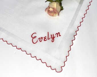 Vintage  Hanky with Evelyn Embroidered in one Corner - Hankie Handkerchief