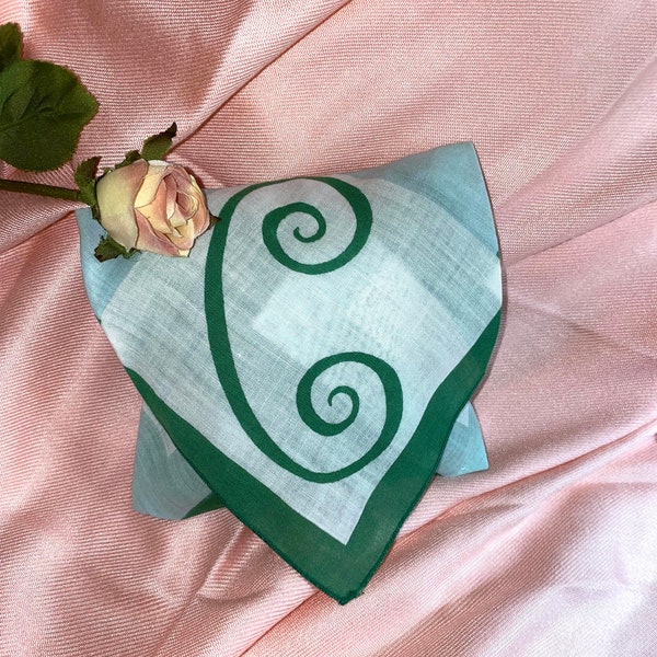 Lavender Bud Sachet Made from a Vintage Initial C Green and White Handkerchief Bridal Wedding Bridesmaid Party Housewarming Hostess Gift